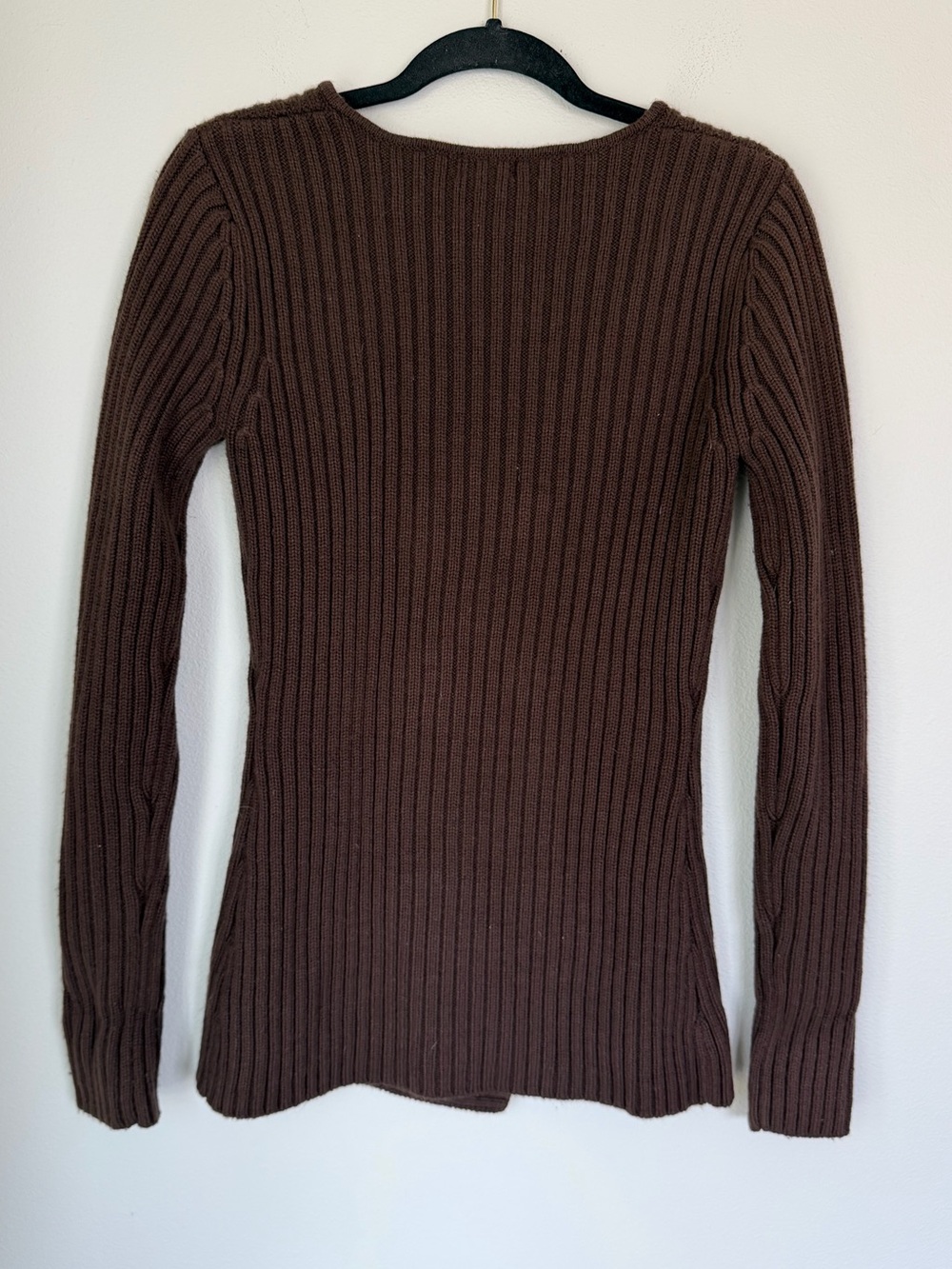 Y2K Wet Seal Brown Ribbed Button Up Knit Sweater Top Vintage Autumn Fairy Grunge - Picture 4 of 4